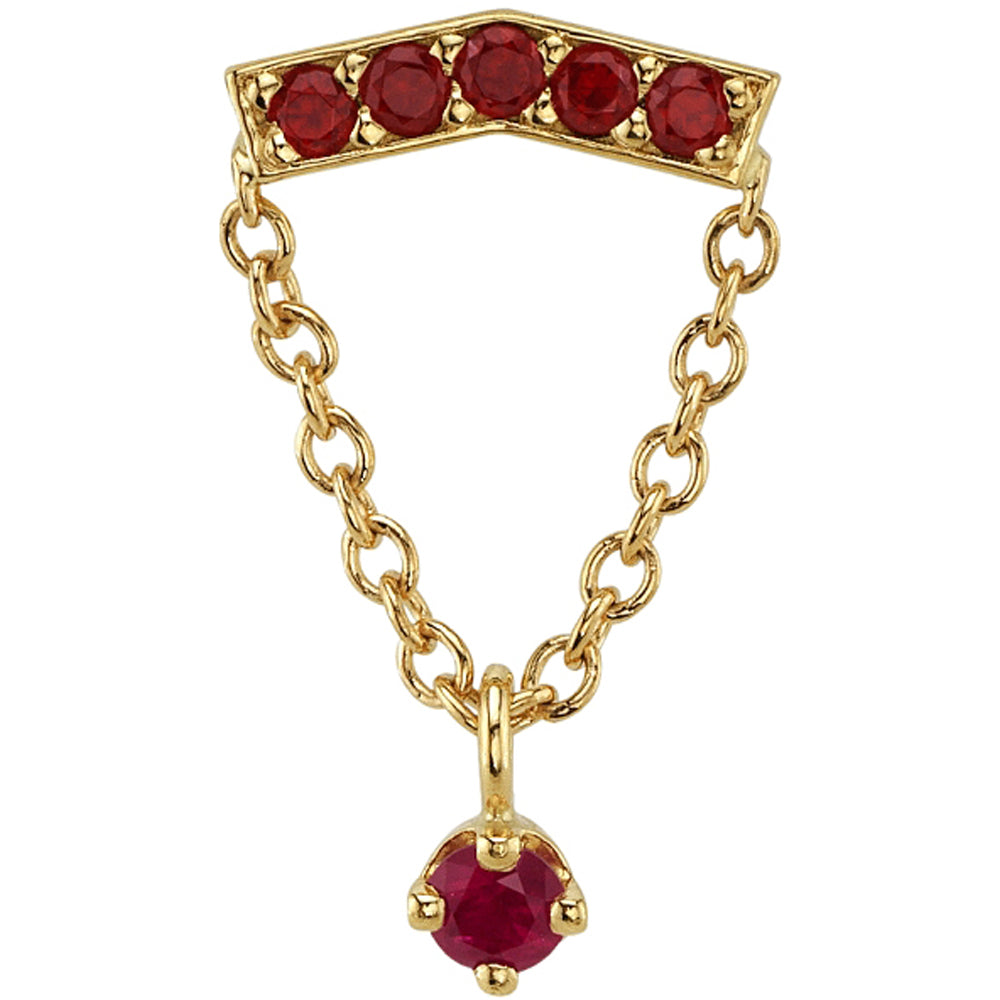 "Anika" Threaded End in Gold & Platinum with Garnet & Ruby