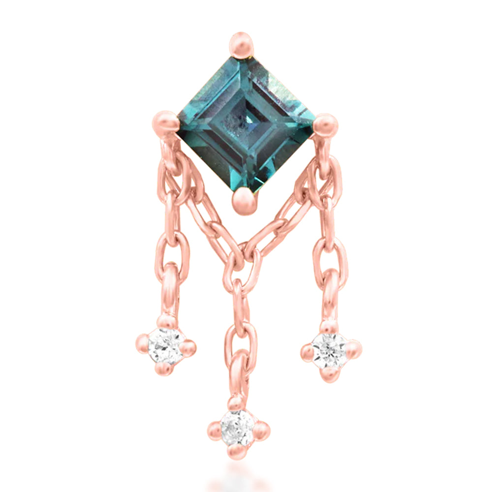 threadless: "Gari" End in Gold with Lab Grown Alexandrite & White CZ