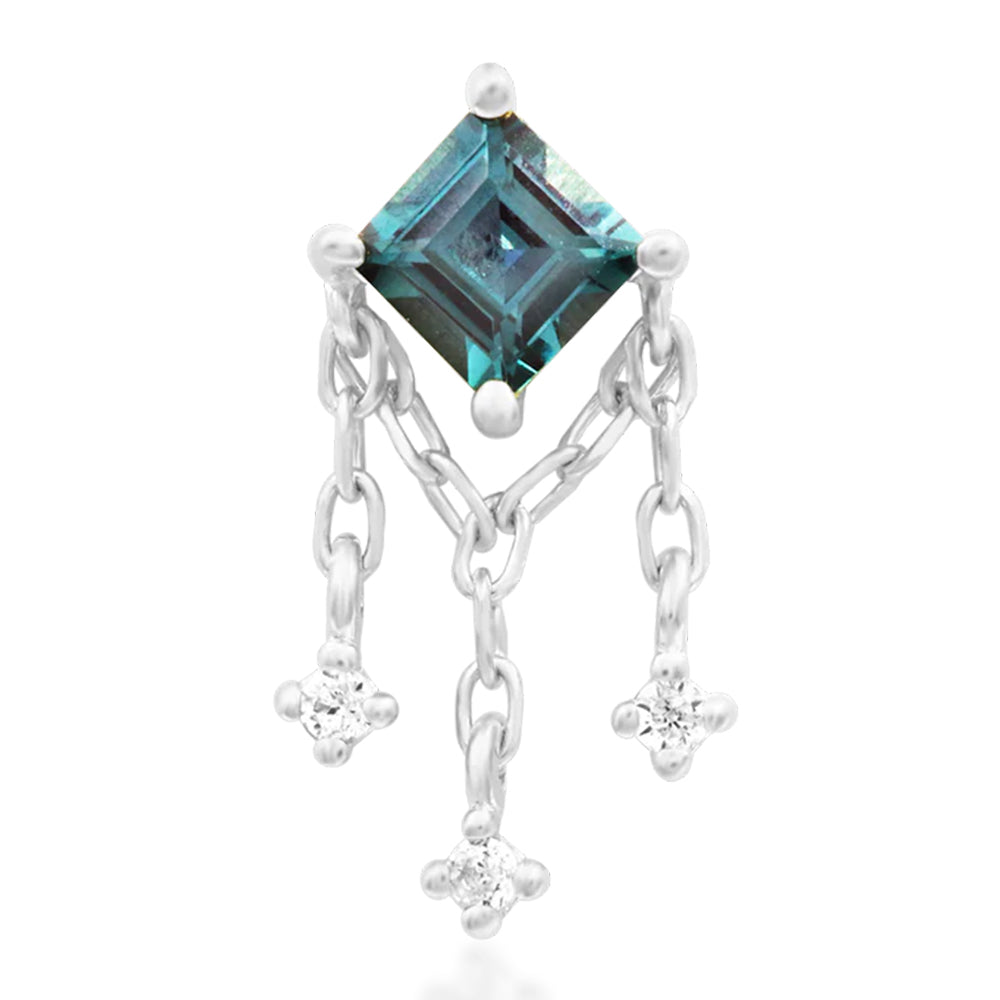 threadless: "Gari" End in Gold with Lab Grown Alexandrite & White CZ
