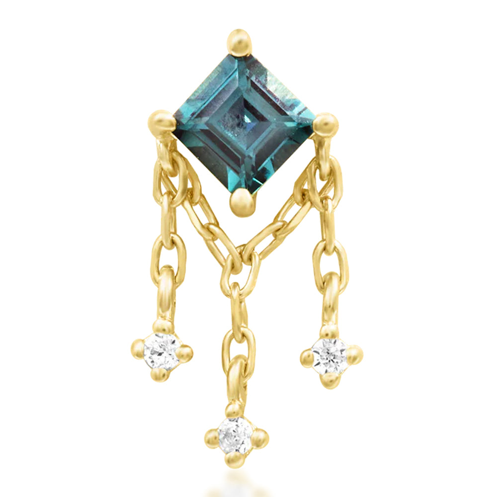 threadless: "Gari" End in Gold with Lab Grown Alexandrite & White CZ
