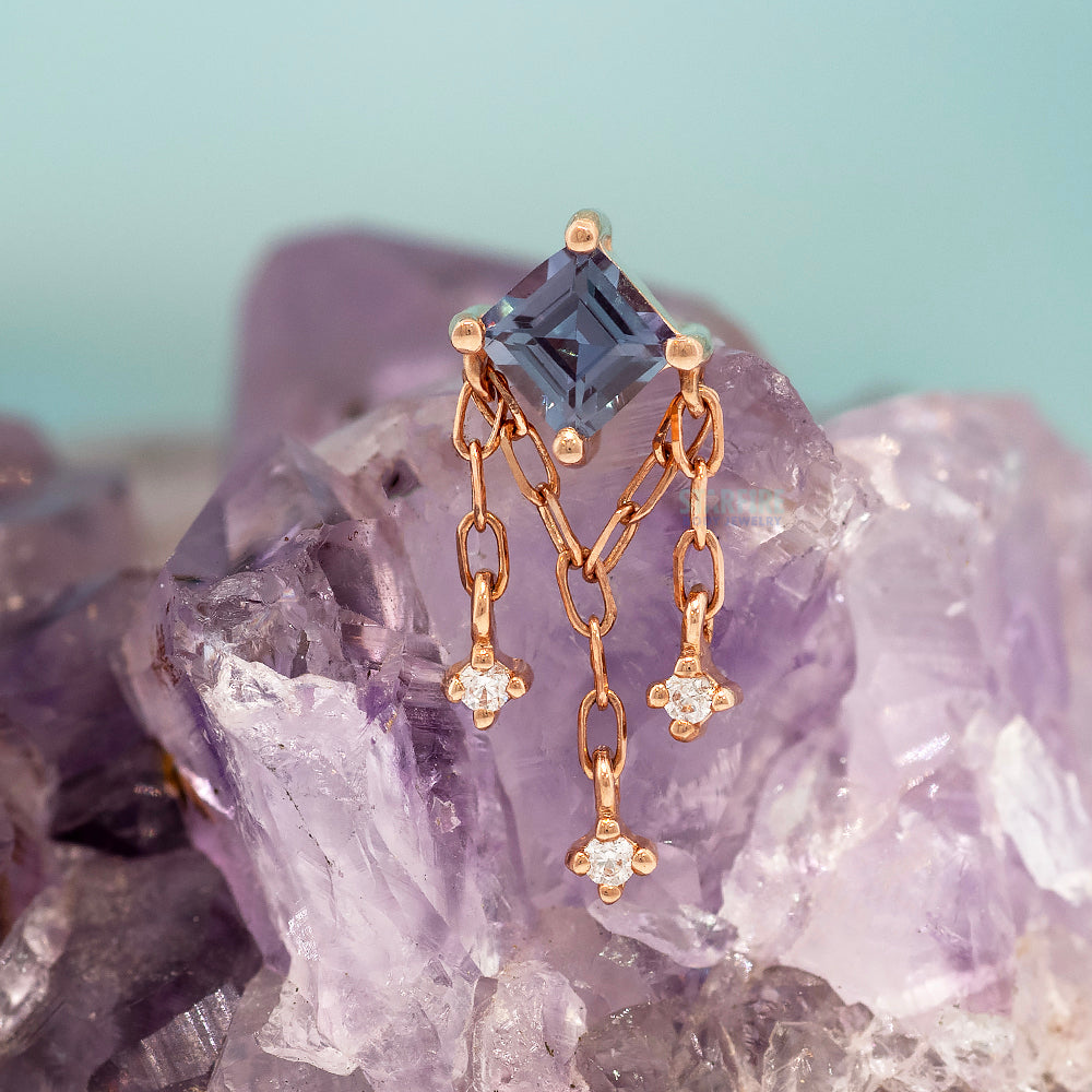 threadless: "Gari" End in Gold with Lab Grown Alexandrite & White CZ