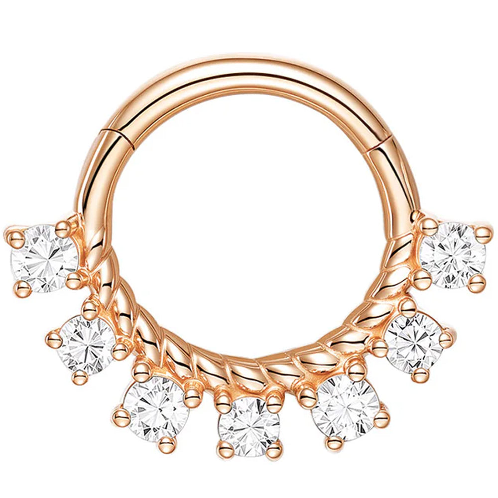 "Splendid" Hinge Ring / Clicker in Gold with CZ's