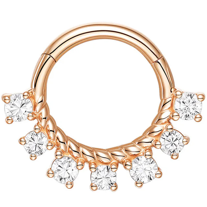 "Splendid" Hinge Ring / Clicker in Gold with CZ's