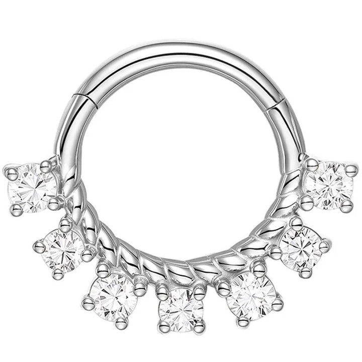 "Splendid" Hinge Ring / Clicker in Gold with CZ's