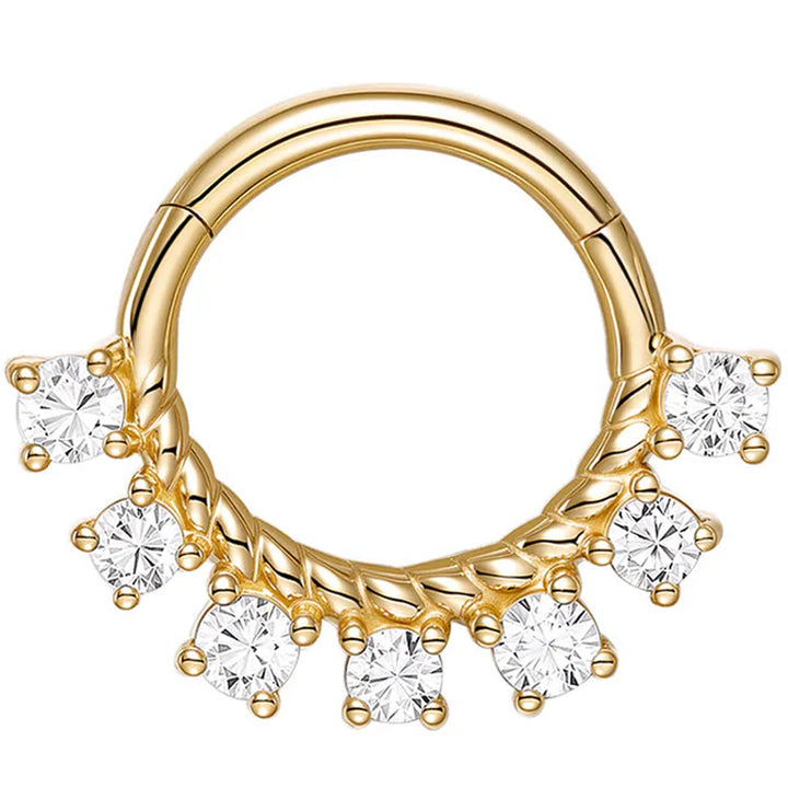 "Splendid" Hinge Ring / Clicker in Gold with CZ's