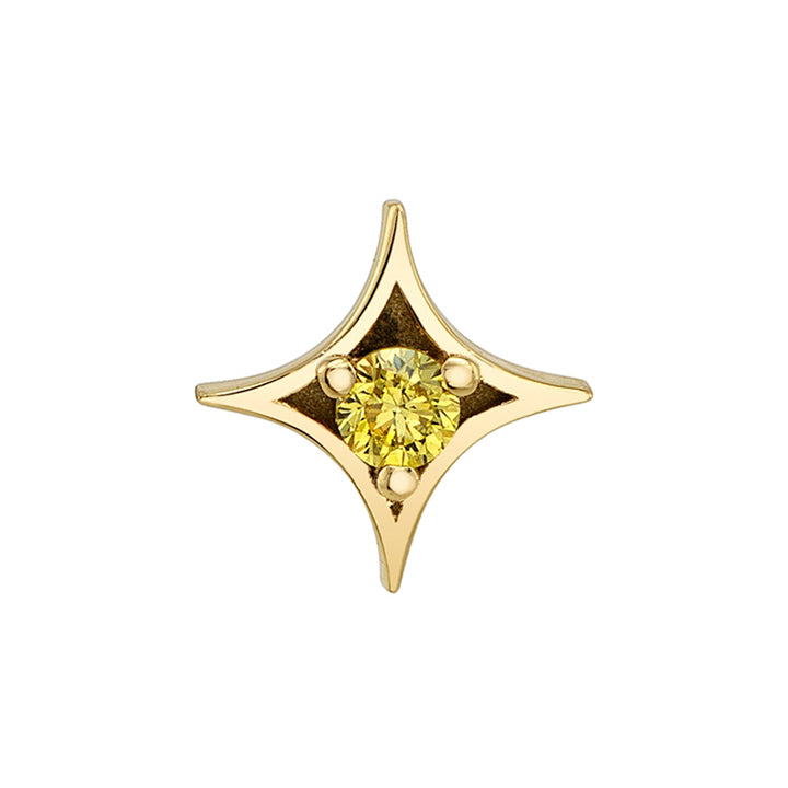 "Sparkle" Threaded End in Gold & Platinum with Canary Diamond