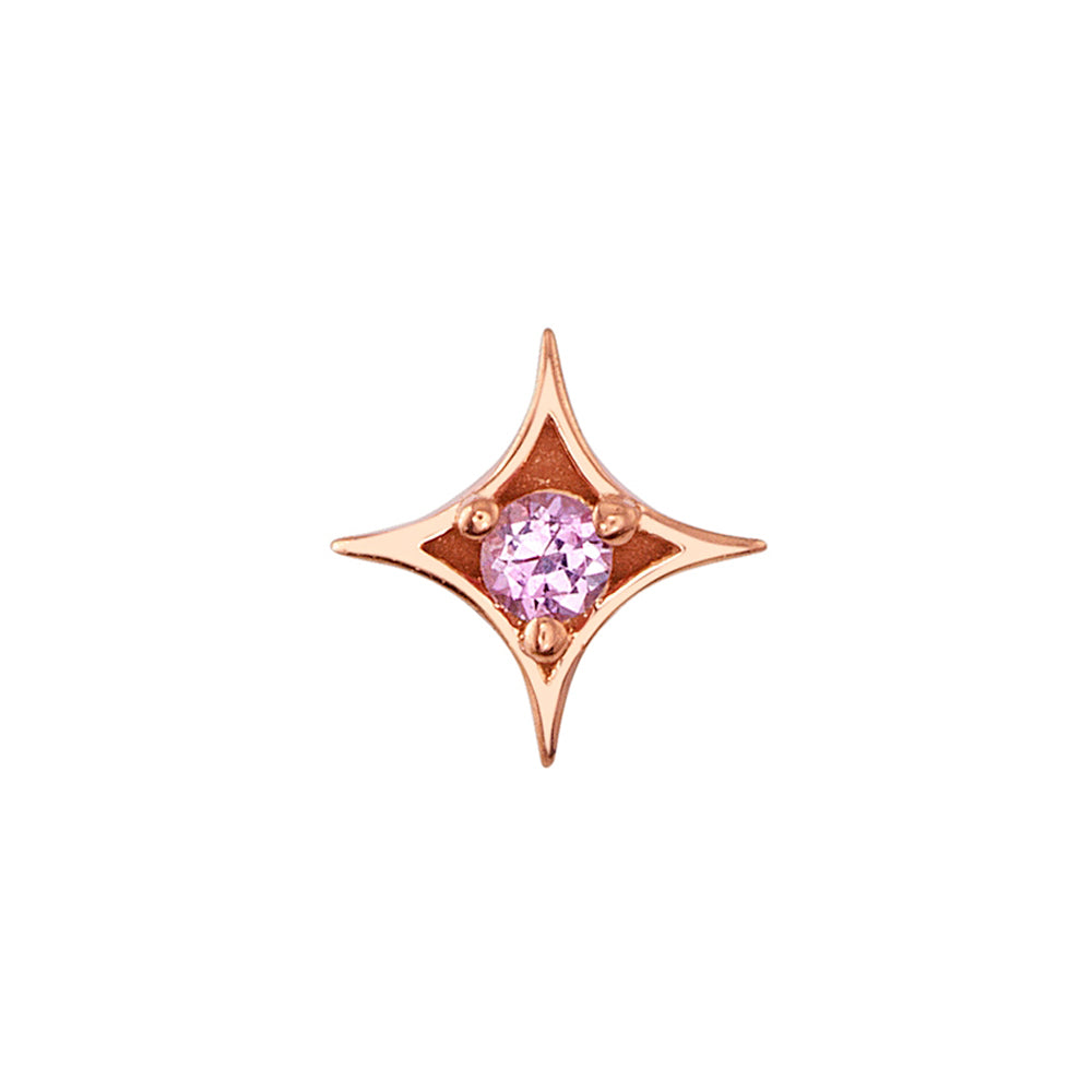 "Sparkle" Threaded End in Gold & Platinum with Light Pink Sapphire
