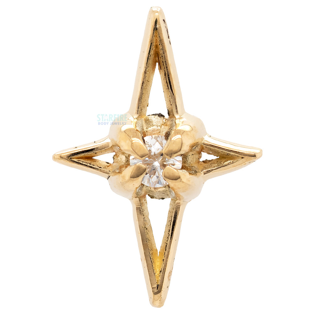 threadless: Negative Space Star End in Gold with White Diamond