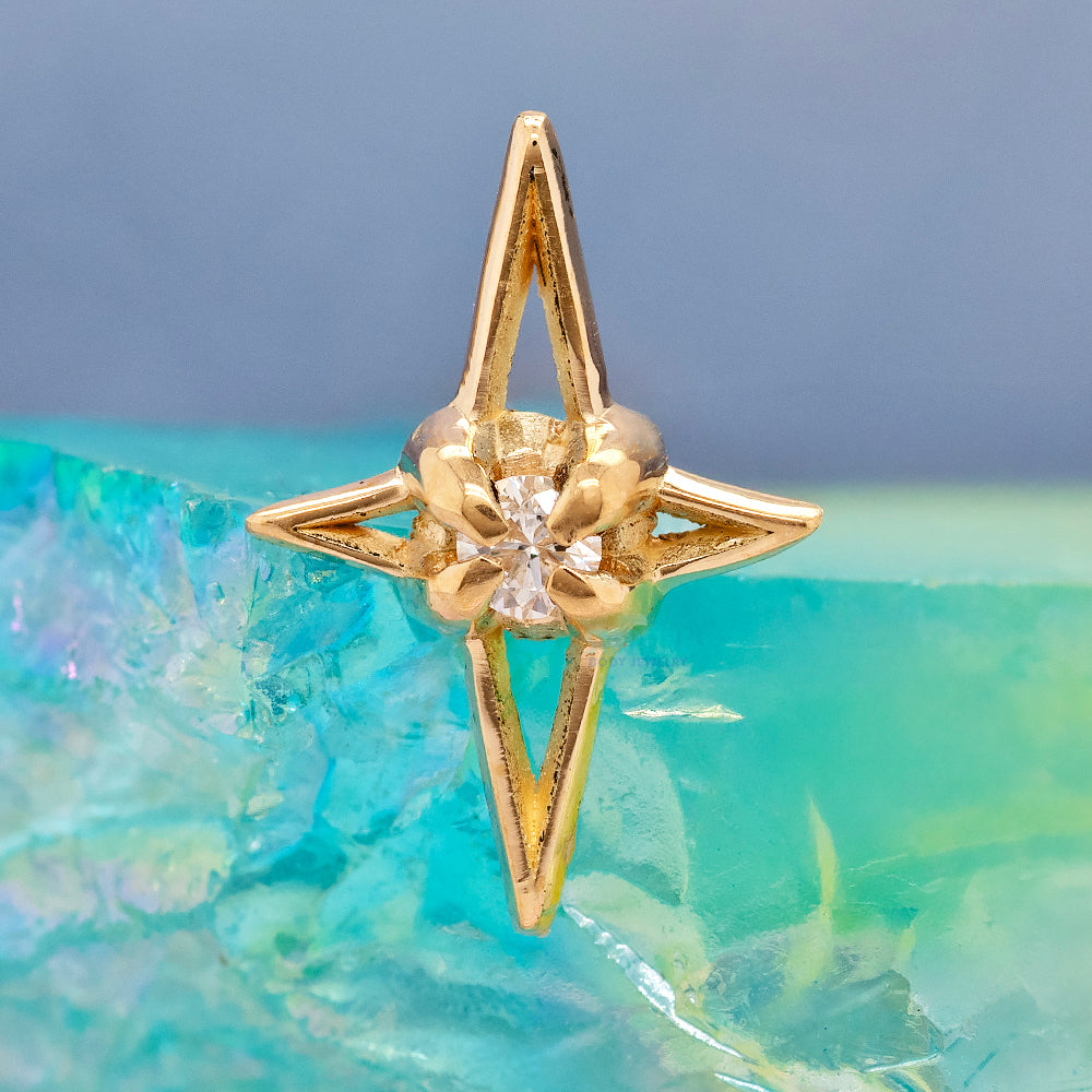 threadless: Negative Space Star End in Gold with White Diamond