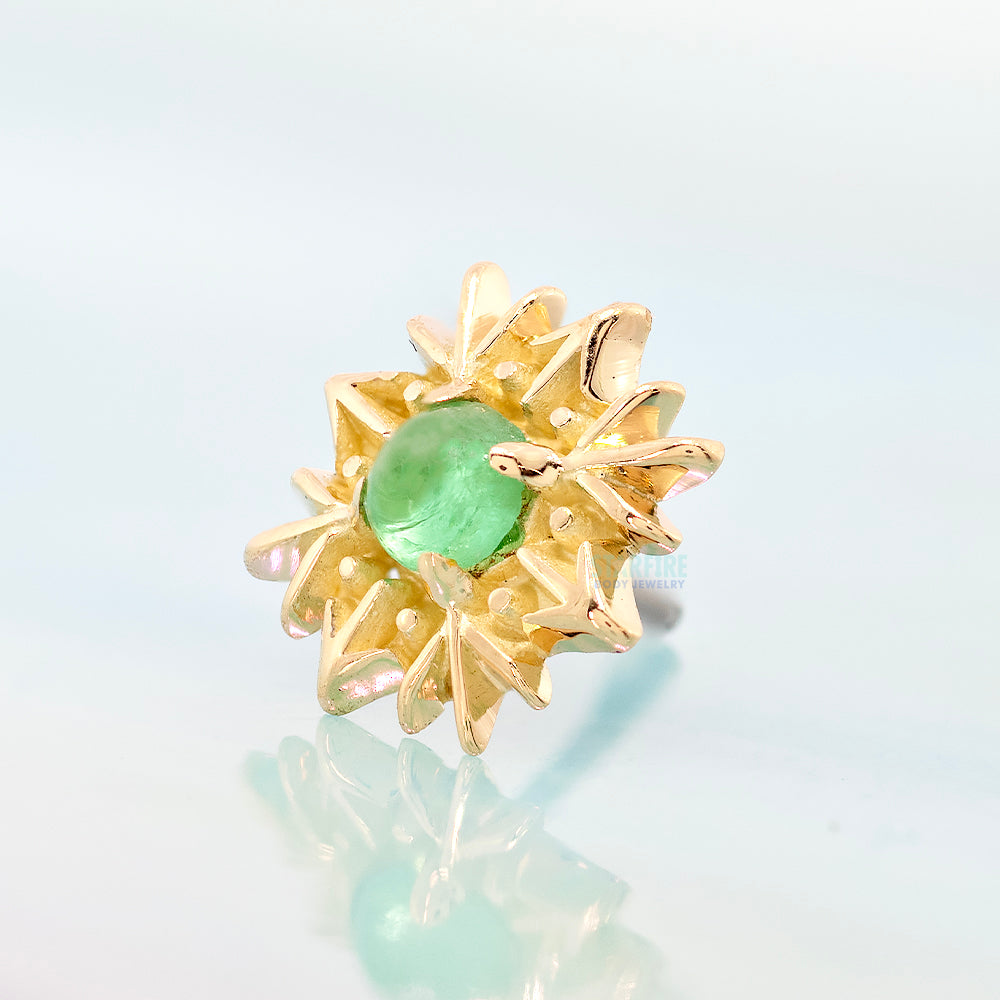 threadless: Snowflake End in Gold with Emerald Cabochon