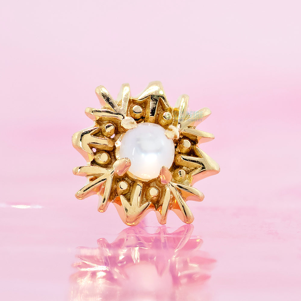 threadless: Snowflake End in Gold with White Cabochon Gemstone
