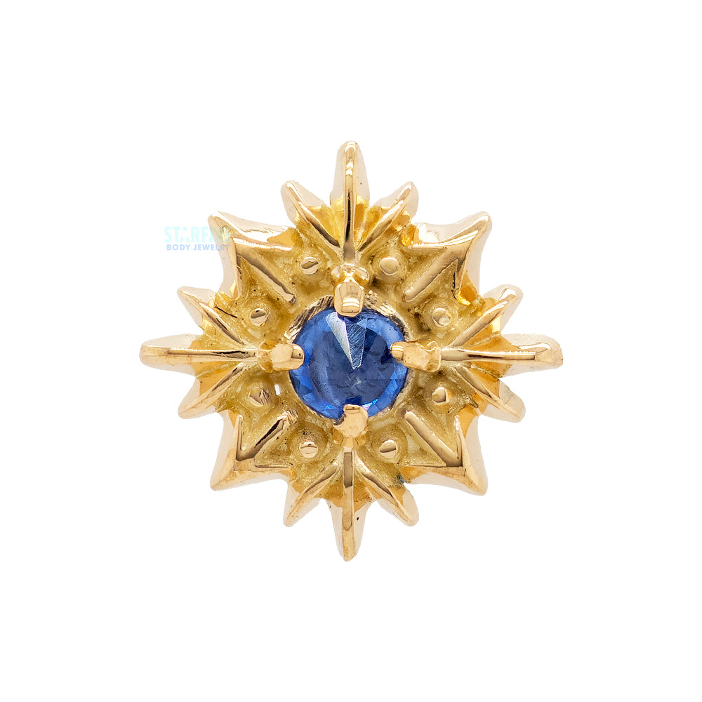 threadless: Snowflake End in Gold with Blue Gemstone