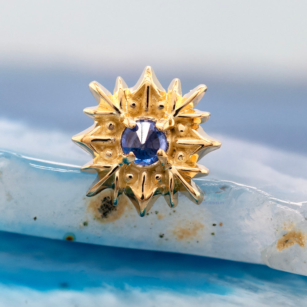 threadless: Snowflake End in Gold with Blue Gemstone