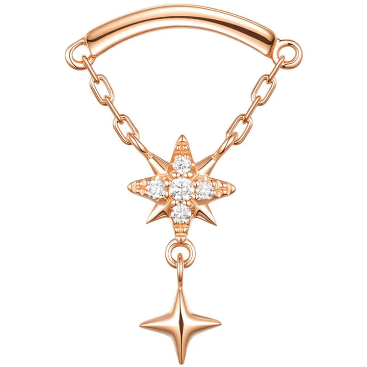 threadless: "Astraeus" Hidden Helix End with Chains in Gold with Diamond