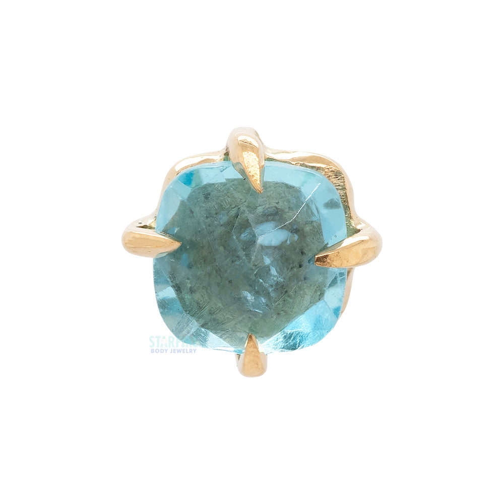 threadless: Prong Set Cushion Cut Apatite End in Gold