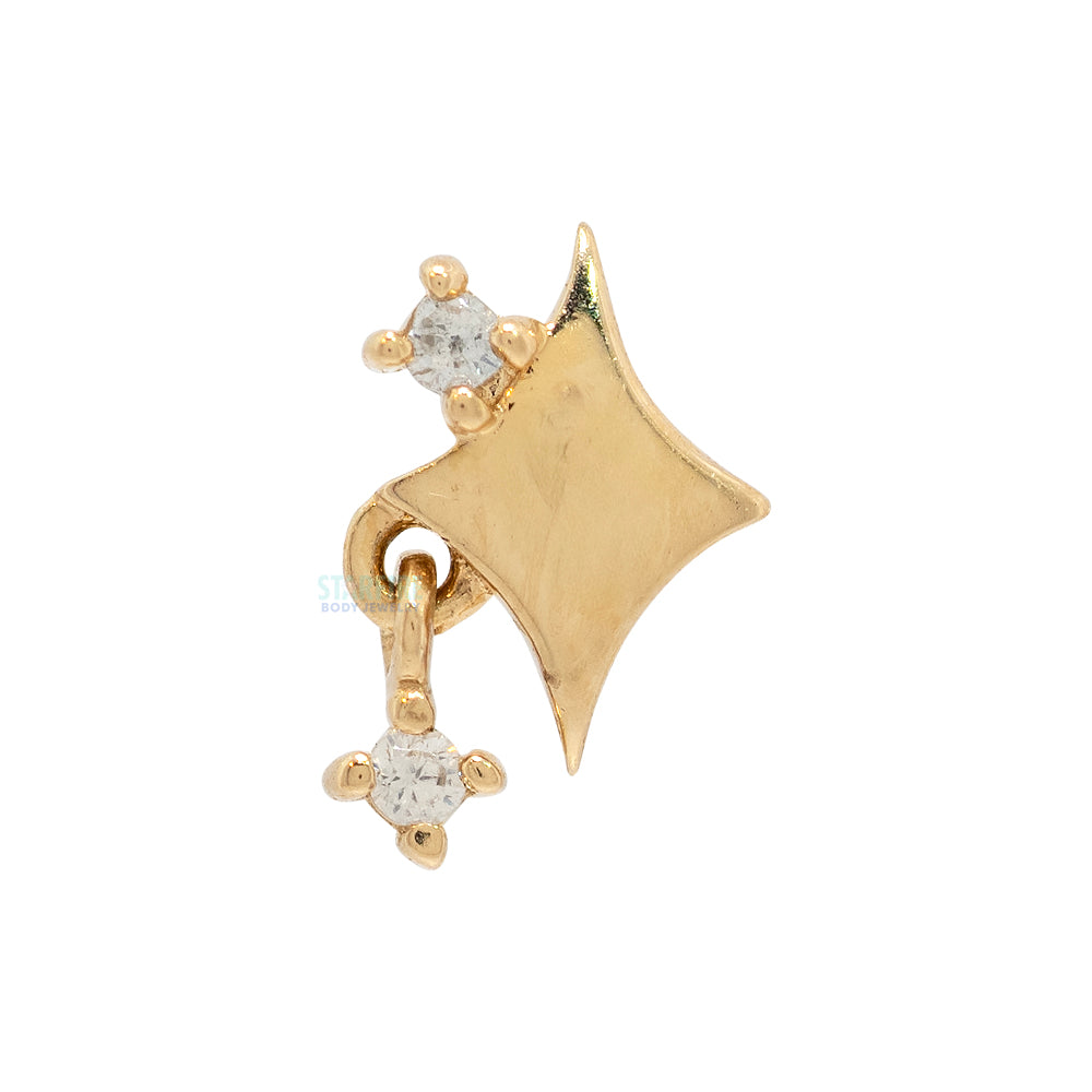 threadless: North Star End in Gold with White CZ
