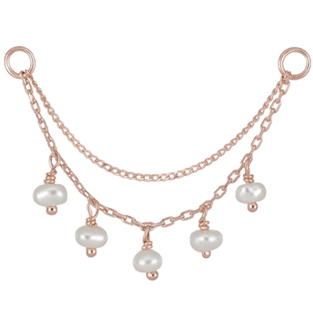 "Morning Dew" Chain Attachment in Gold with Pearls