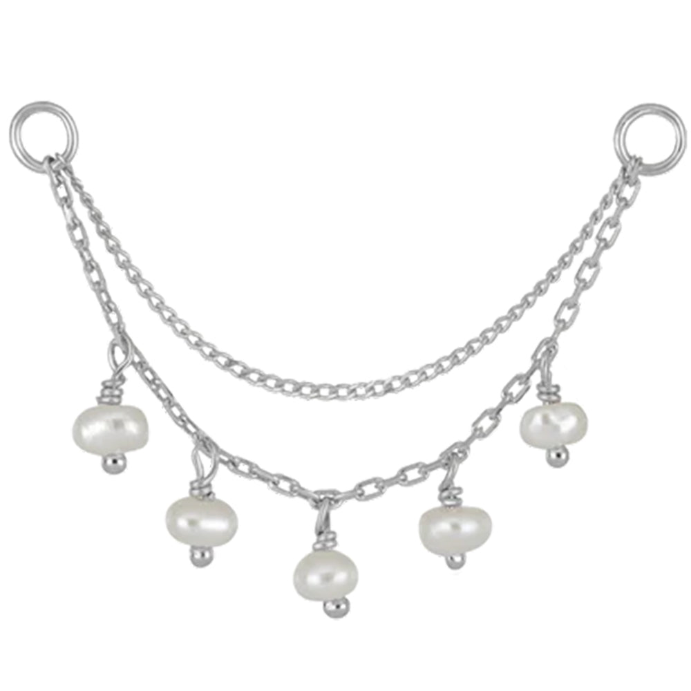 "Morning Dew" Chain Attachment in Gold with Pearls
