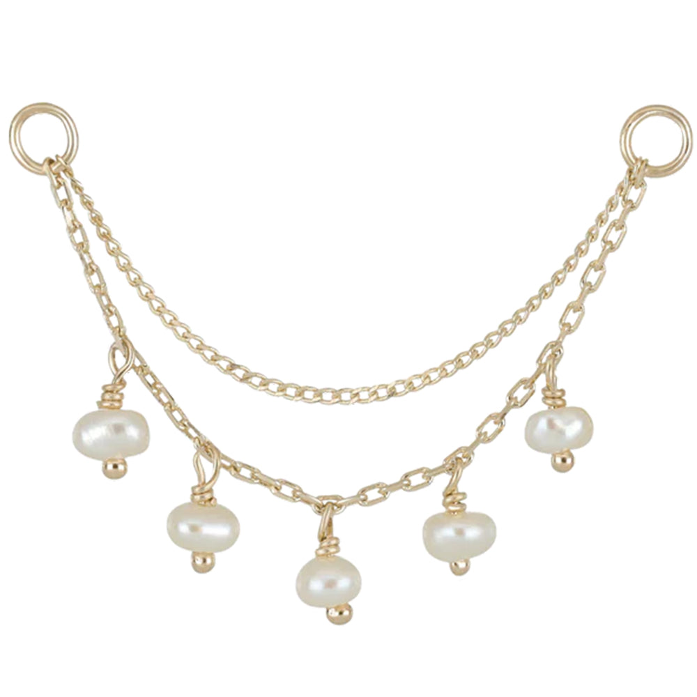 "Morning Dew" Chain Attachment in Gold with Pearls