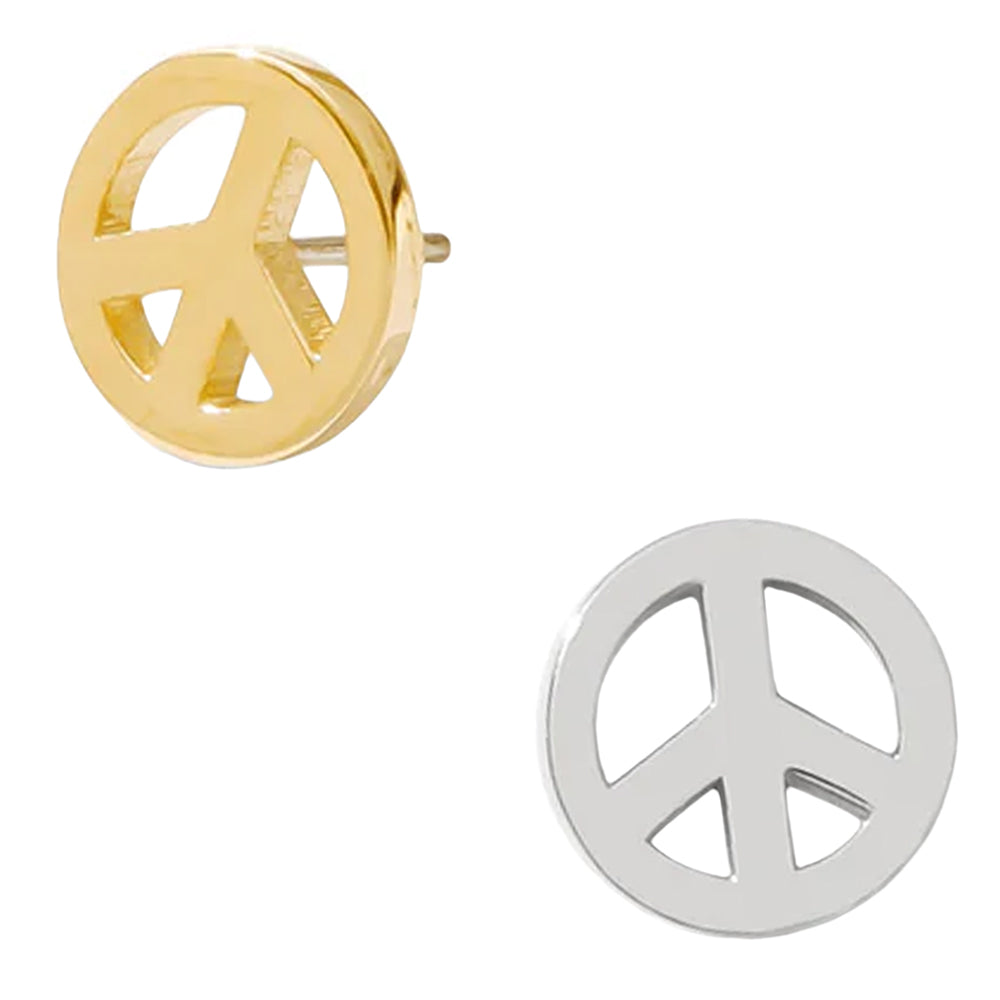 Tawapa threadless: Peace Sign Pin in Gold – Starfire Body Jewelry Company