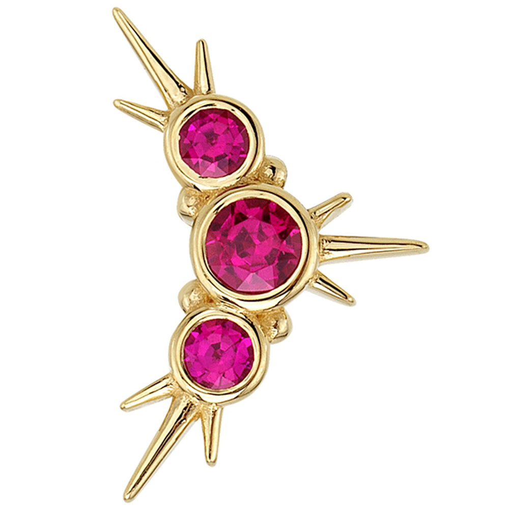"Judith" Threaded End in Gold & Platinum with Ruby
