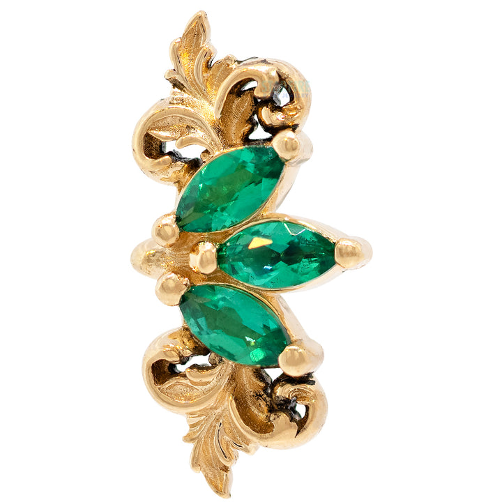 "Redemption" Threaded End in Gold with Emeralds