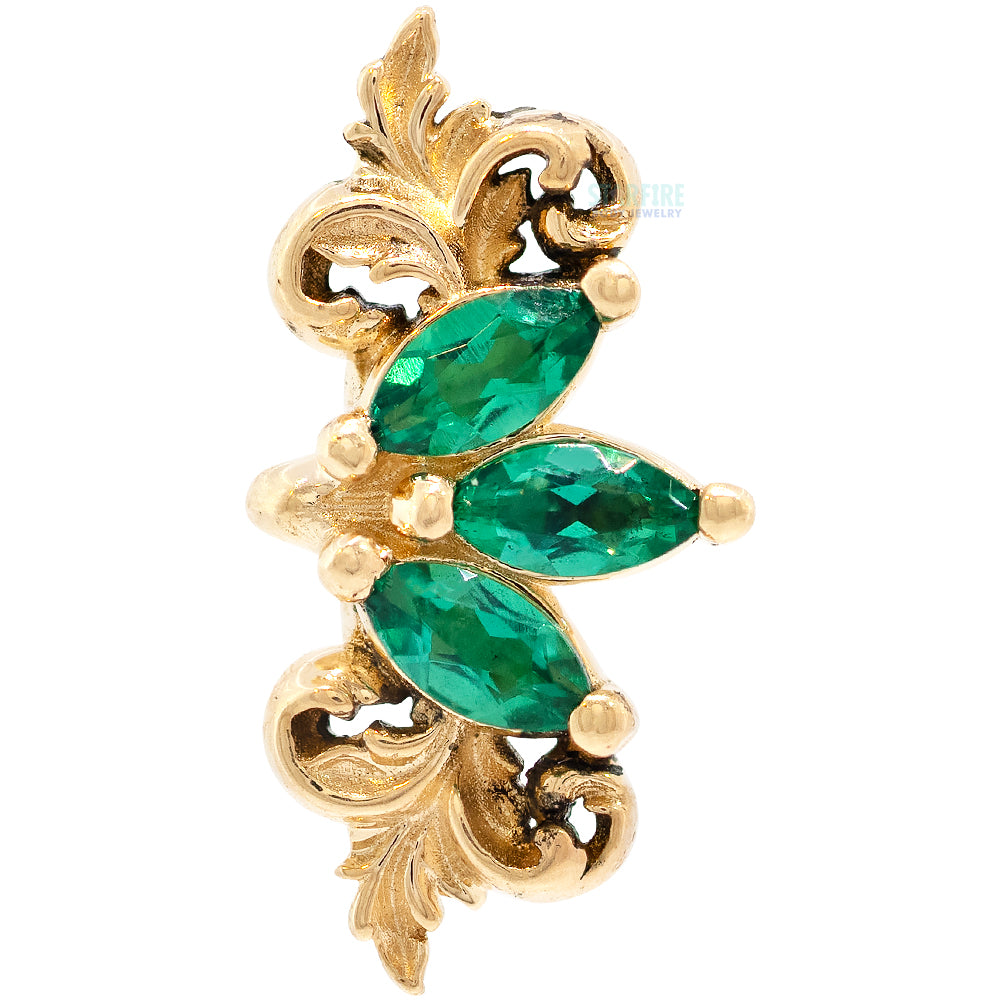 "Redemption" Threaded End in Gold with Emeralds