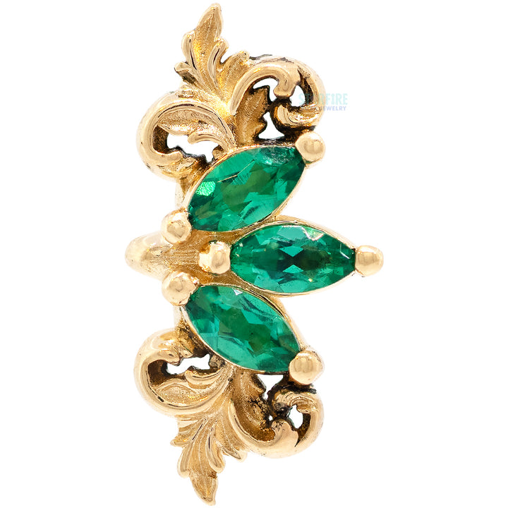 "Redemption" Threaded End in Gold with Emeralds