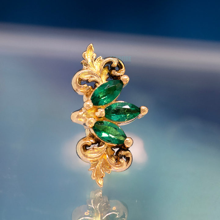 "Redemption" Threaded End in Gold with Emeralds