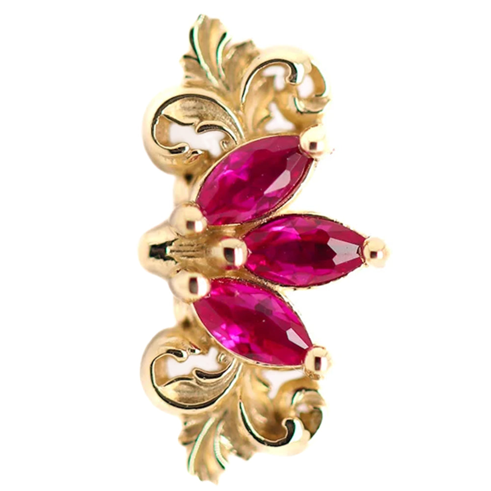 "Redemption" Threaded End in Gold with Rubies