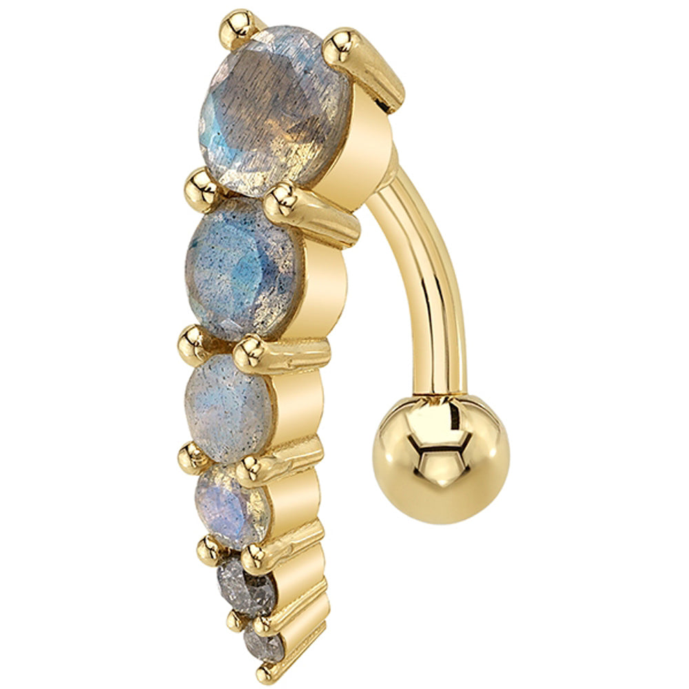 "Livia" 'Comfort Fit' Navel Curve in Gold & Platinum with Labradorite & Grey Diamonds