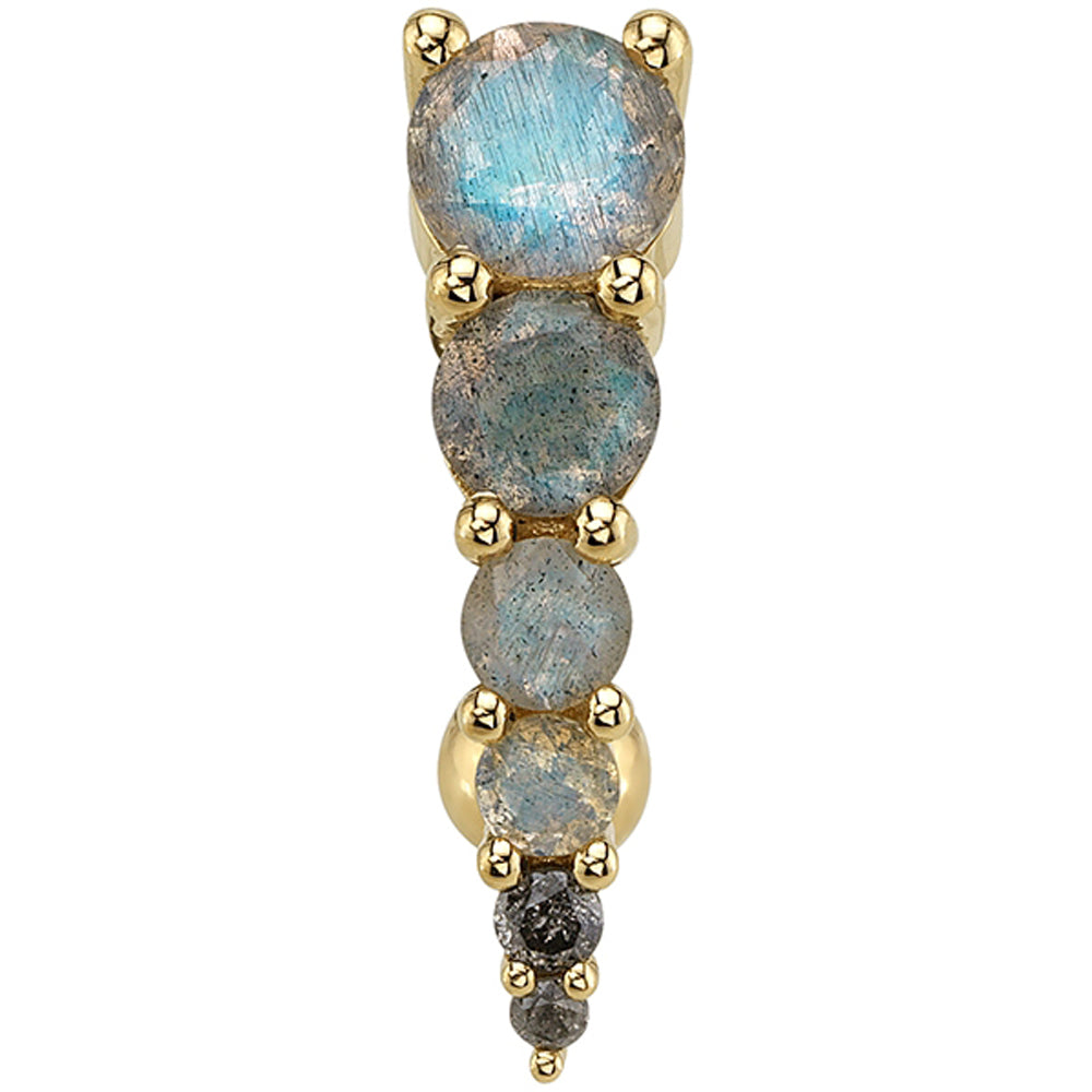 "Livia" 'Comfort Fit' Navel Curve in Gold & Platinum with Labradorite & Grey Diamonds