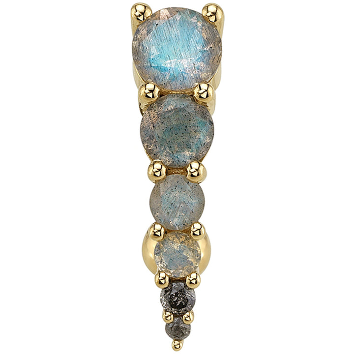 "Livia" 'Comfort Fit' Navel Curve in Gold & Platinum with Labradorite & Grey Diamonds