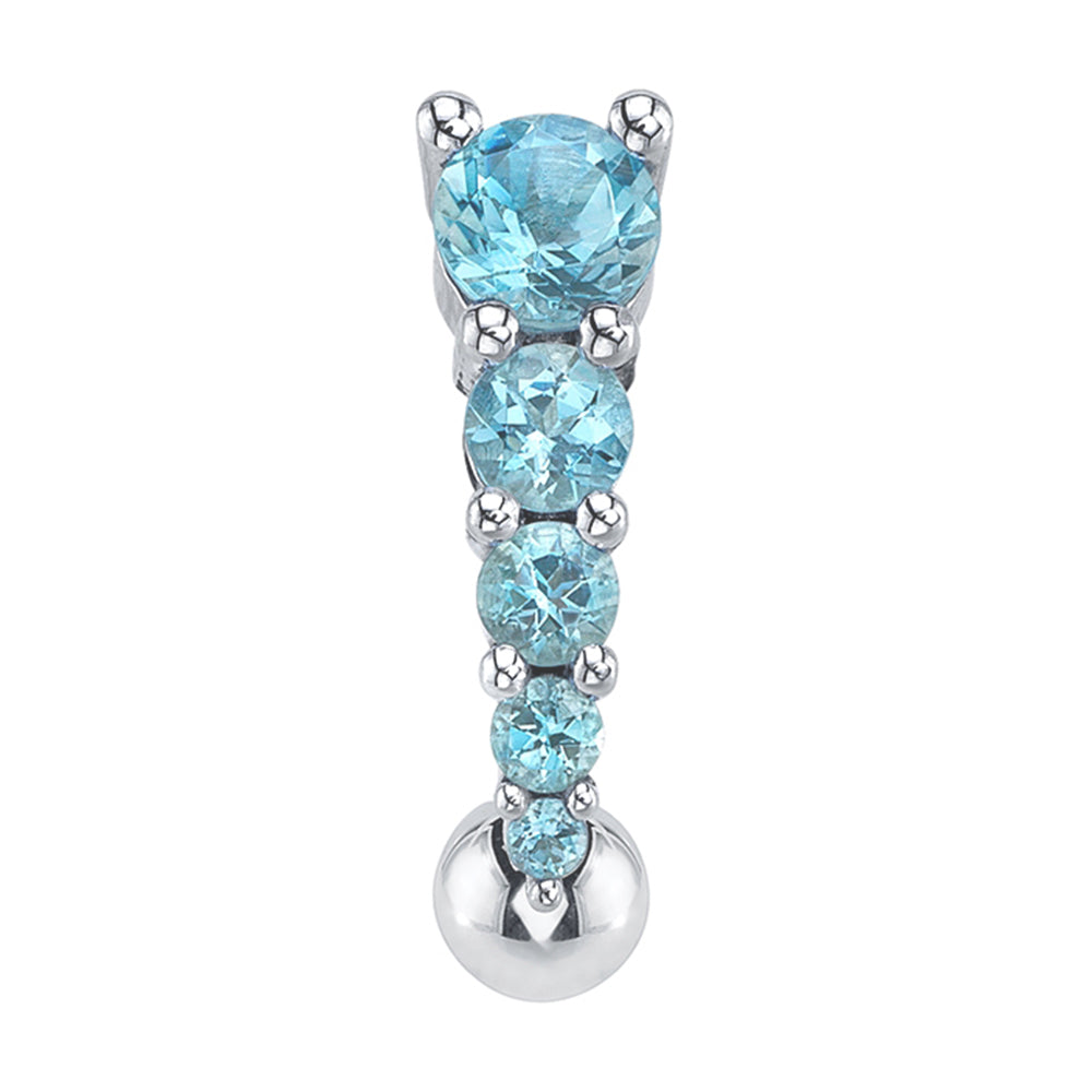 Petite "Livia" 'Comfort Fit' Navel Curve in Gold & Platinum with Aquamarine