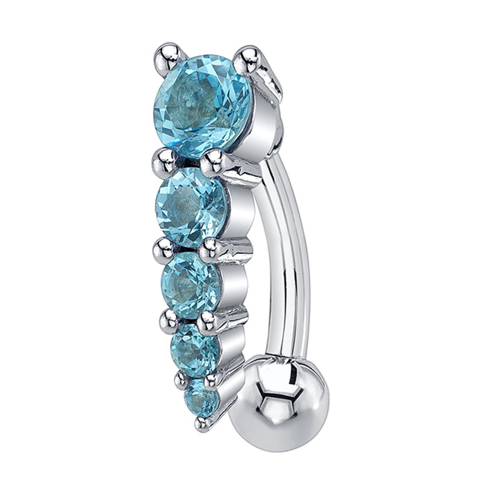 Petite "Livia" 'Comfort Fit' Navel Curve in Gold & Platinum with Aquamarine
