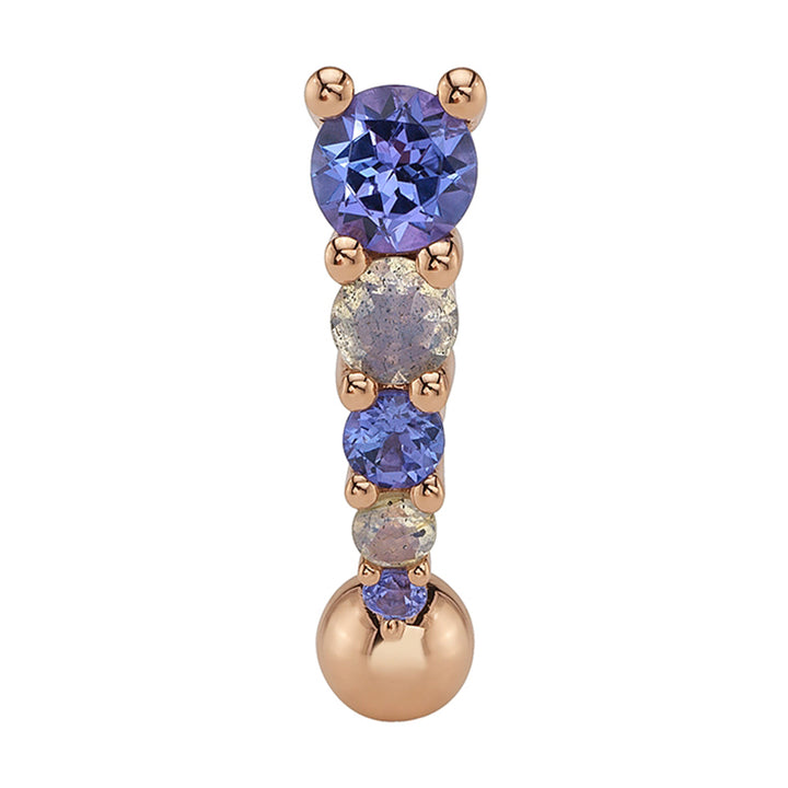 Petite "Livia" 'Comfort Fit' Navel Curve in Gold & Platinum with Tanzanite & Labradorite