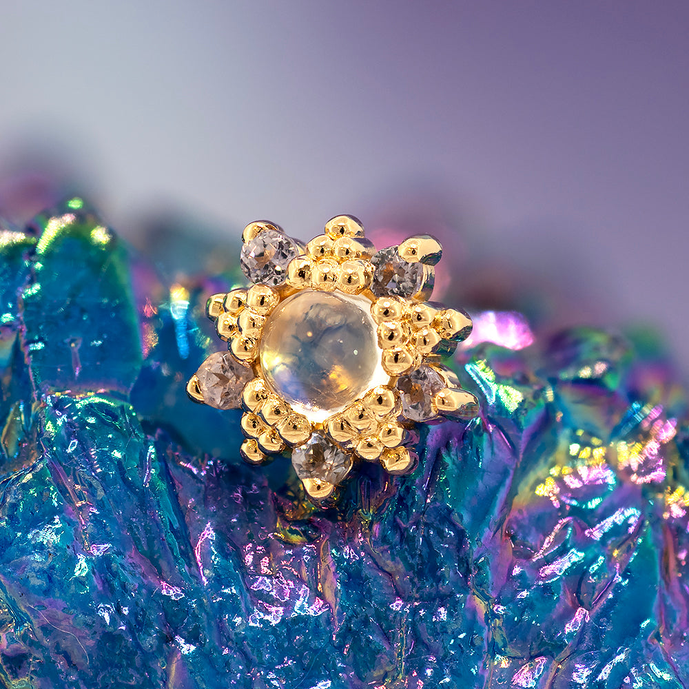threadless: "Wren" End in Gold with Moonstone and Tanzanite