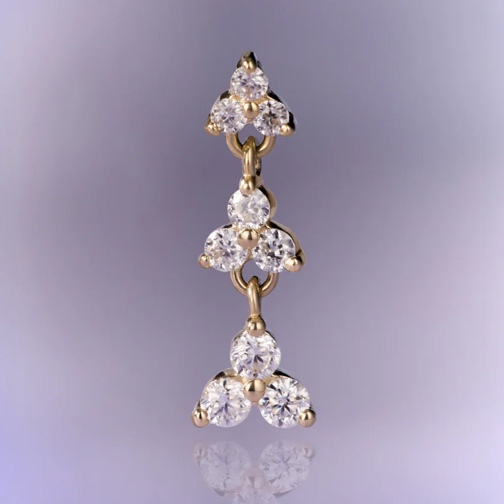 threadless: "Day Dream" End with Dangle in Gold with Moissanites