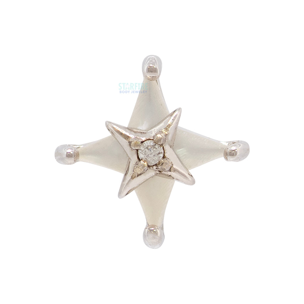 threadless: "Biarritz" End in Gold with Mother of Pearl & CZ
