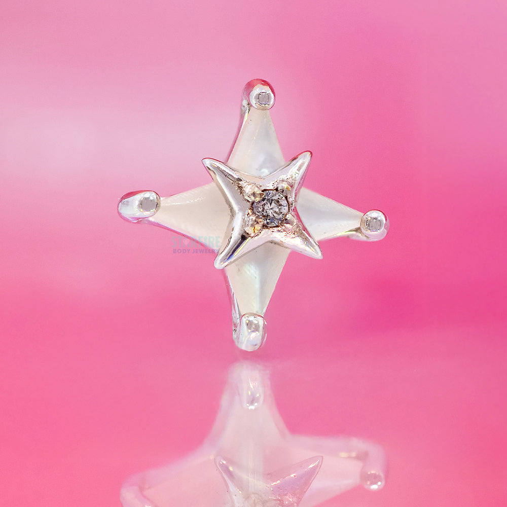 threadless: "Biarritz" End in Gold with Mother of Pearl & CZ