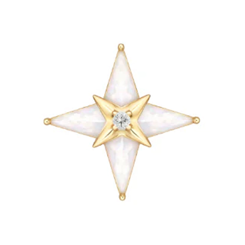 threadless: "Biarritz" End in Gold with Mother of Pearl & CZ
