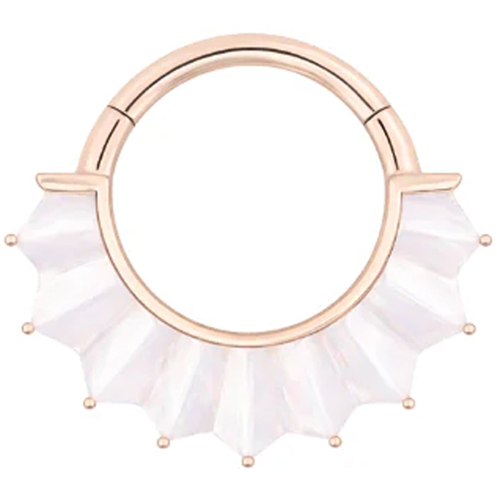 "High Tide" Hinge Ring / Clicker in Gold with Mother of Pearl
