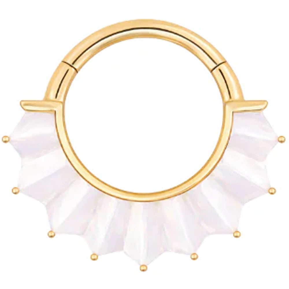 "High Tide" Hinge Ring / Clicker in Gold with Mother of Pearl