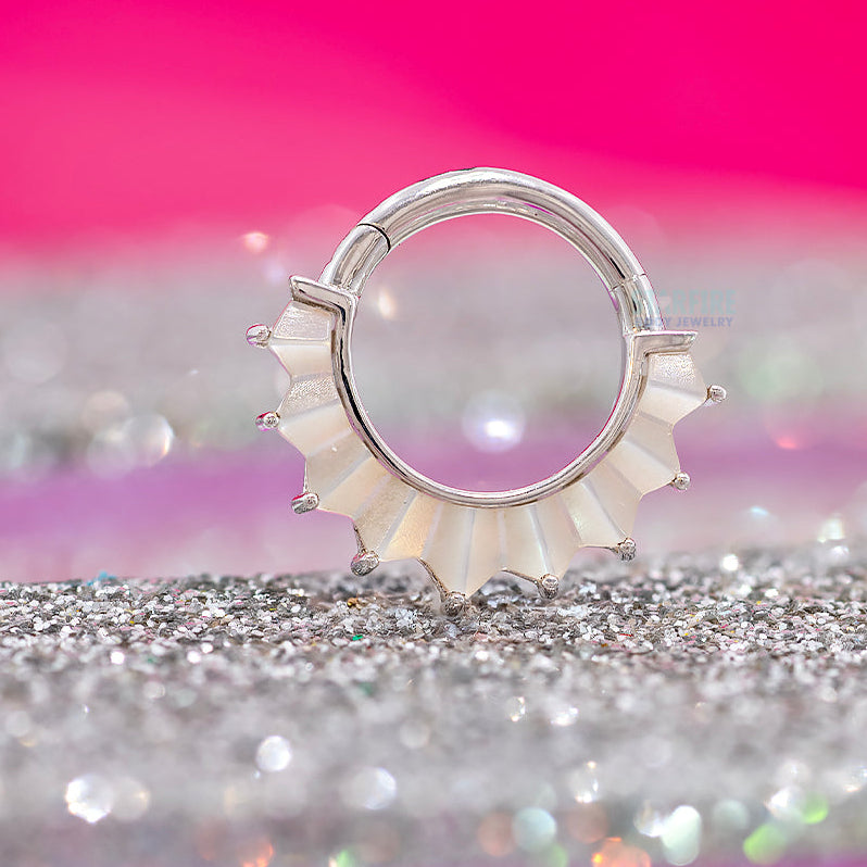 "High Tide" Hinge Ring / Clicker in Gold with Mother of Pearl