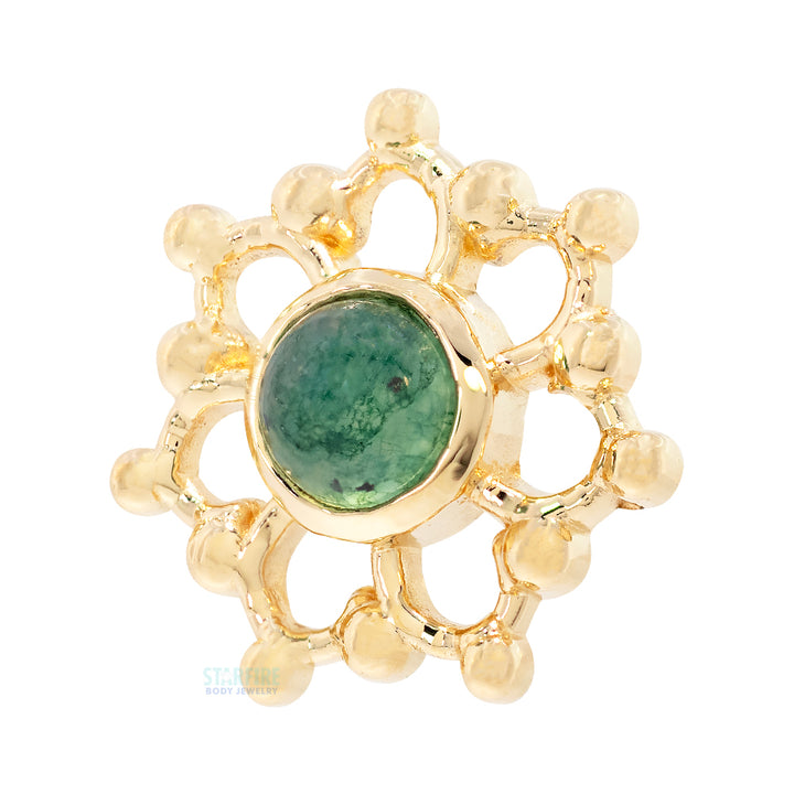 threadless: "Krystal" End in Gold with Moss Agate Cabochon