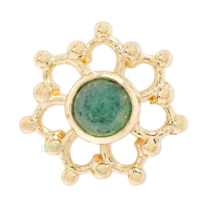threadless: "Krystal" End in Gold with Moss Agate Cabochon