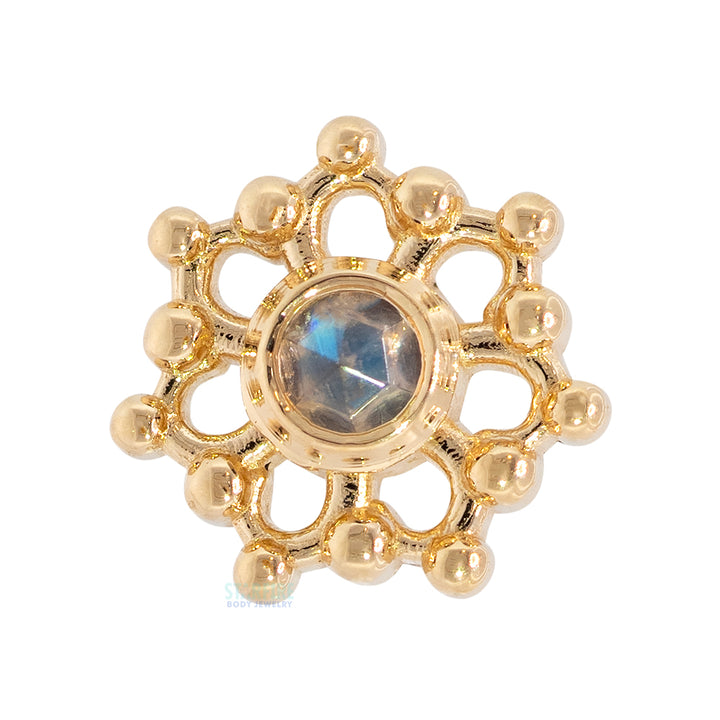 threadless: "Krystal" End in Gold with Rose Cut Moonstone