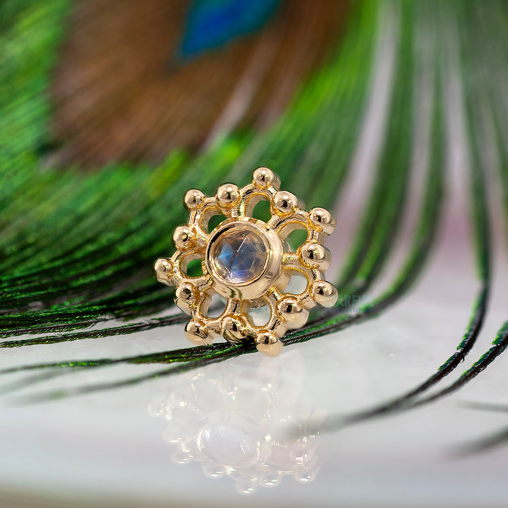 threadless: "Krystal" End in Gold with Rose Cut Moonstone