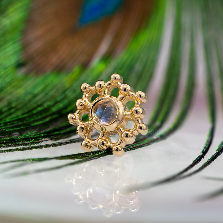 threadless: "Krystal" End in Gold with Rose Cut Moonstone
