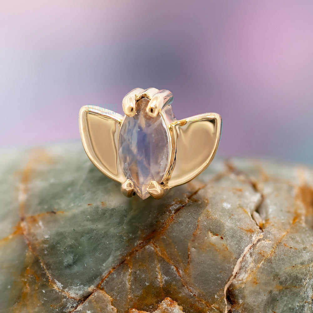 threadless: "Lotus" End in Gold with Rose Cut Moonstone